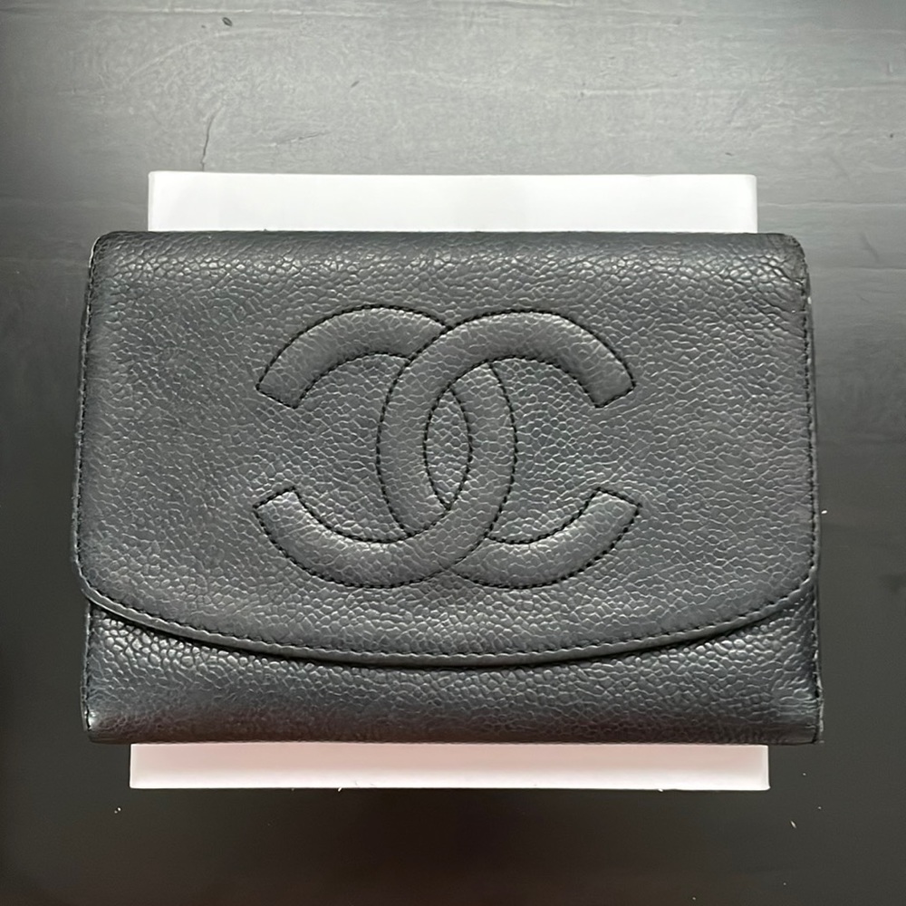 Authentic Chanel Caviar Wallet on a Chain